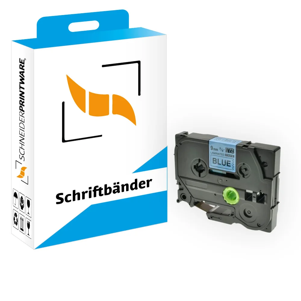 Kompatibel für Brother P-Touch 1000 (TZE-521) Schriftband 9mm/8m Schwarz auf Blau